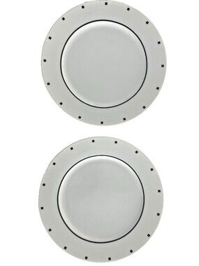 Sasaki Vtg Dinner Plates 10-3/4" Metropolis Black White David Ehrenreich Square
